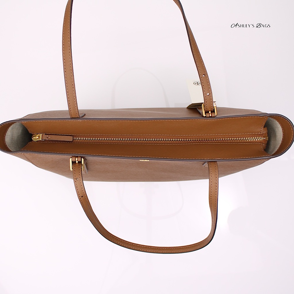 Tory Burch Large Leather Emerson Tote In Moose Brown - Picture 6 of 8